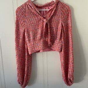 Miss Me Pink Puff Sleeve Crop Top